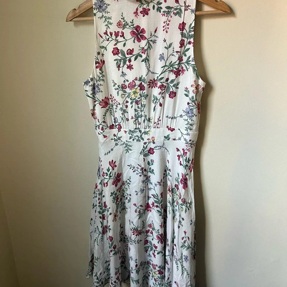 Gal Meets Glam Collection Alexis Delicate Blossom Print Tie Neck Dress, size 4 - Picture 5 of 6